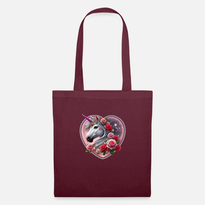 Vale Heart - Valentinstag Einhorn - Stoffbeutel - Burgunderrot
