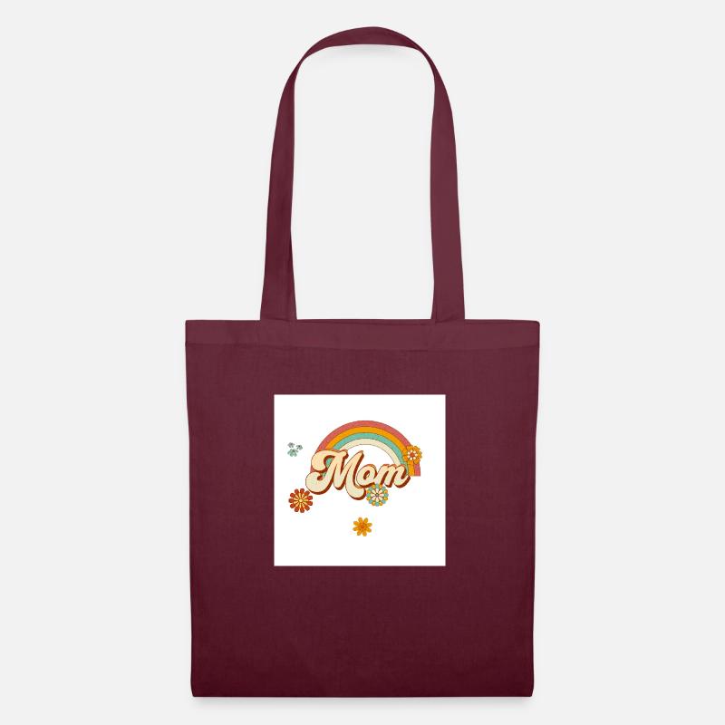 Retro Hippie Groovy Mama - Stoffbeutel - Burgunderrot