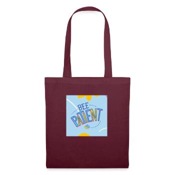 "Bee Patient Motivational Cute Design" - Tote Bag - burgundy - Front