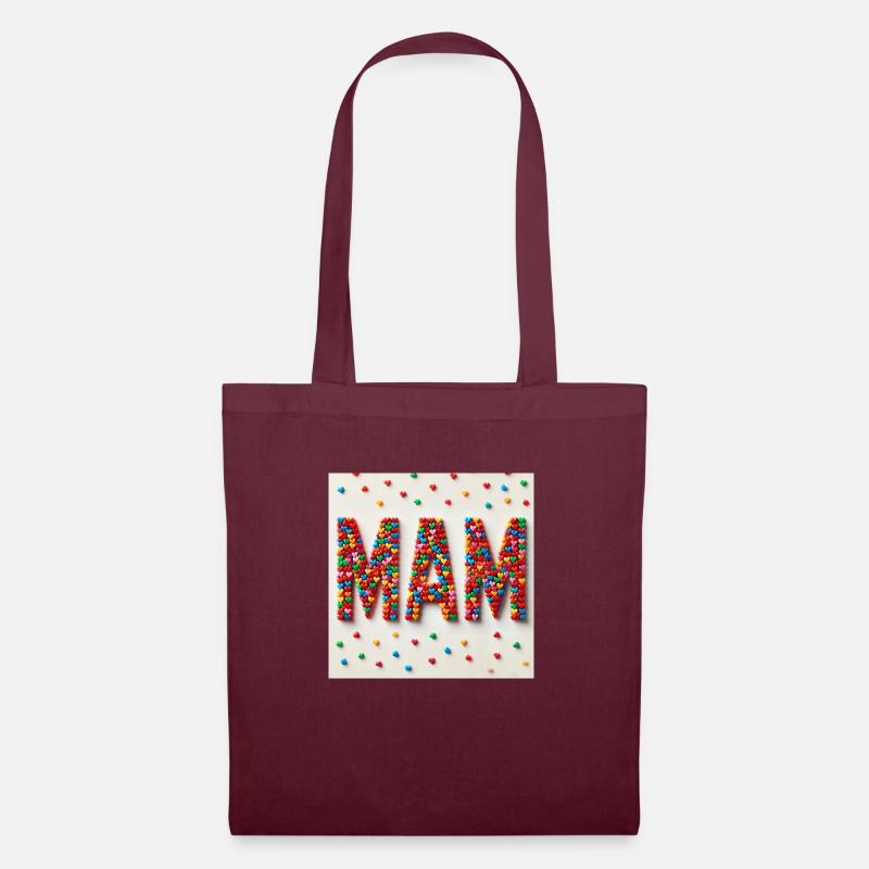 Mam,Wort,Herz - Stoffbeutel - Burgunderrot