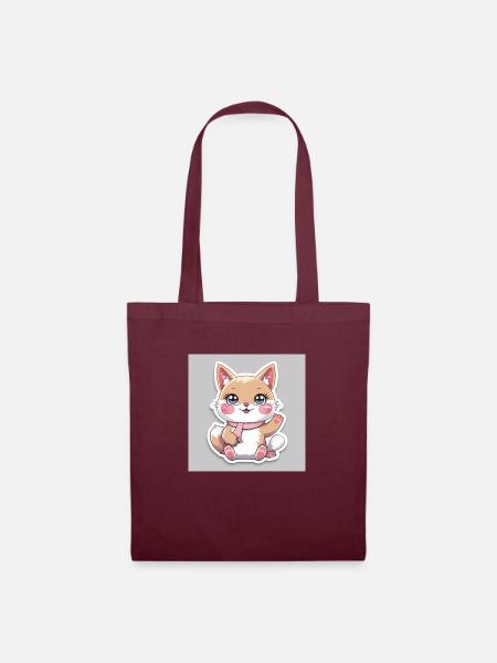 Kawaii Cheerful Animal Sticker - Tote Bag - burgundy