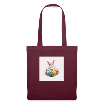 Osterfreude mit Hase - Stoffbeutel - Burgunderrot - Vorne