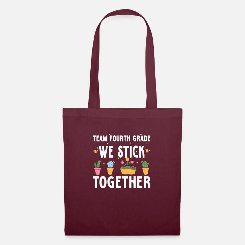 Team Fourth Grade We Stick Together Cactus Back - Stoffbeutel - Burgunderrot
