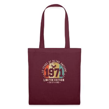 Original Born In 1971 Authentic Gift 1971 Bursdag - Tote Bag - burgundy - Front