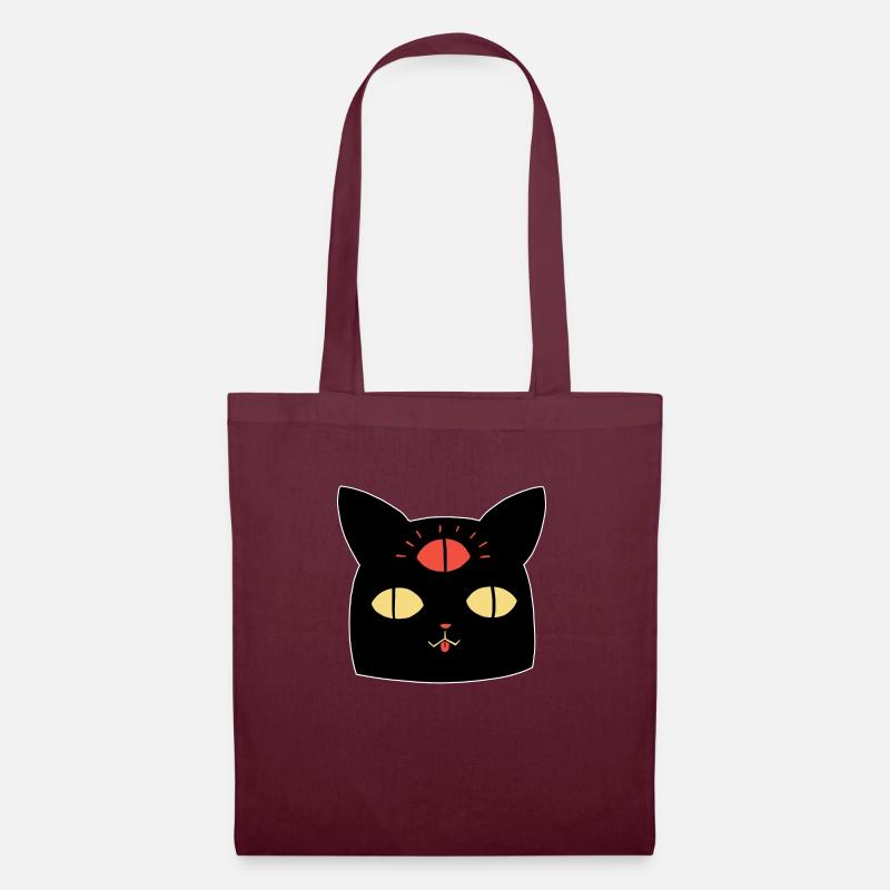 Cat and Third Eye - Tote Bag - burgundy