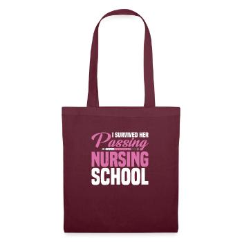 I Survived Her Passing Nursing School 15 - Tote Bag - burgundy - Front