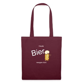 Heute Bier morgen dort - Stoffbeutel - Burgunderrot - Vorne