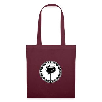 Elegant wine glass design – vine and leaves - Tote Bag - burgundy - Front