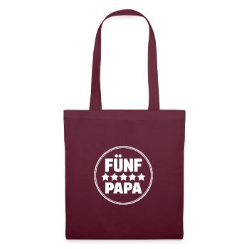 Fünf Sterne Papa - der beste Papa auf der Welt - Stoffbeutel - Burgunderrot - Vorne