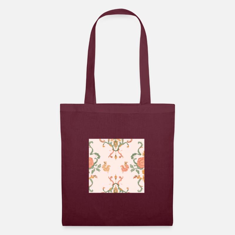 Floral Classical Pattern Flower Art - Stoffbeutel - Burgunderrot