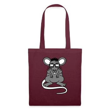 Maus Nerd Geek Hornbrille Schlau Intelligent Freak - Stoffbeutel - Burgunderrot - Vorne