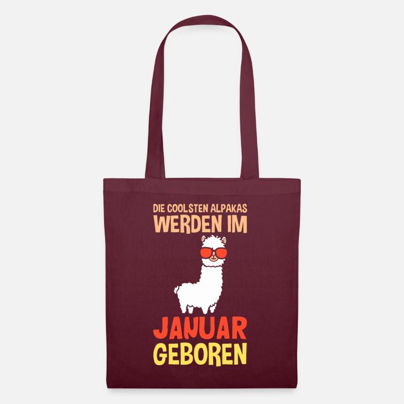 Januar Geburtstag Alpaka Spruch Lustig - Stoffbeutel - Burgunderrot