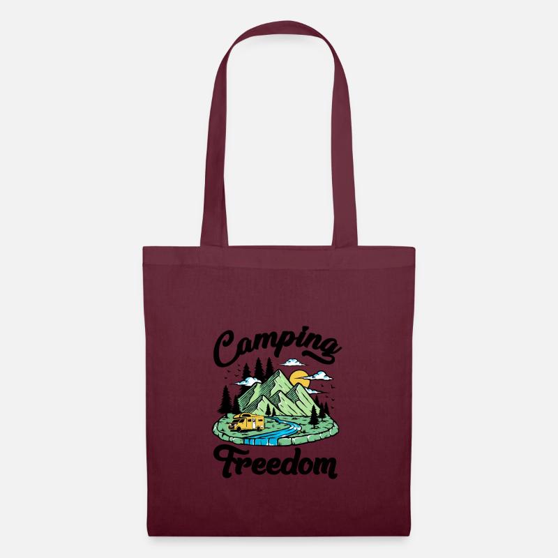 Camping Freedom - Tote Bag - burgundy