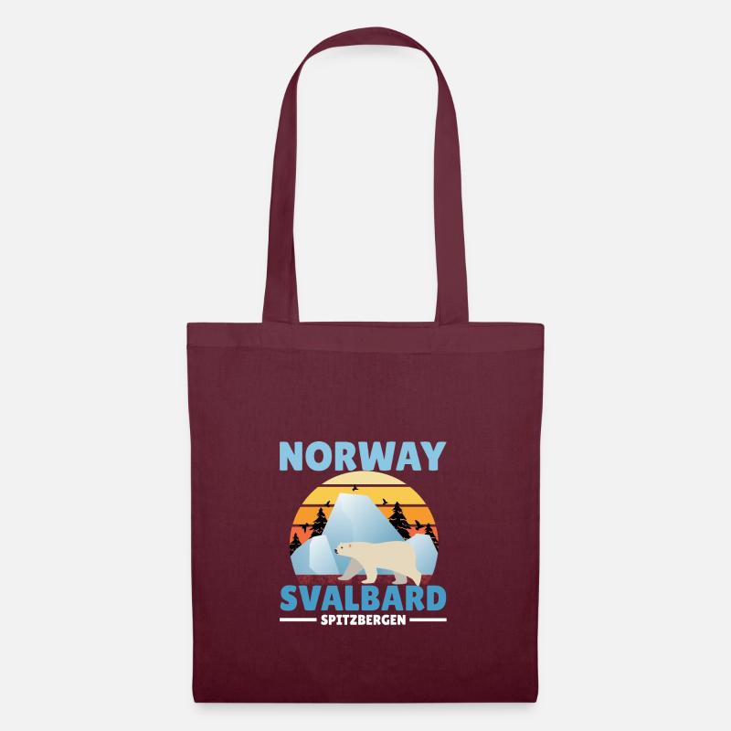 Norwegen Svalbard Spitzbergen Polarlichter Eisbär - Stoffbeutel - Burgunderrot