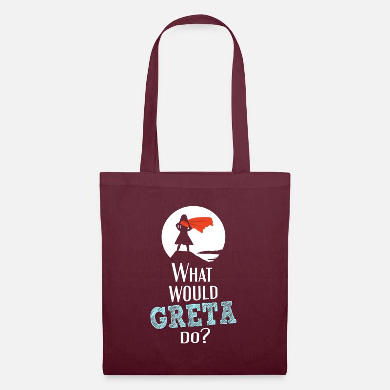 What would Greta do? - White Superhero Edition - Stoffbeutel - Burgunderrot