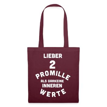 2 Promille, 0 Sorgen - Stoffbeutel - Burgunderrot - Vorne