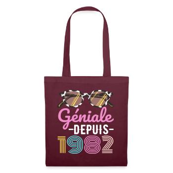 Géniale depuis 1982 année de naissance cadeau - Sac en tissu - bordeaux - Devant
