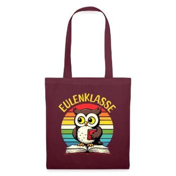 Eulenklasse Klassenshirt Schulkind T-Shirt Eule - Stoffbeutel - Burgunderrot - Vorne