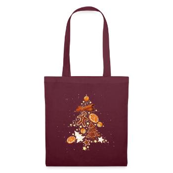 Biscuits étoilés en pain d'épice sapin de Noël - Sac en tissu - bordeaux - Devant