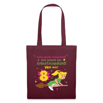 Bibi Blocksberg Geburtstagsdesign 8 Jahre - Stoffbeutel - Burgunderrot - Vorne