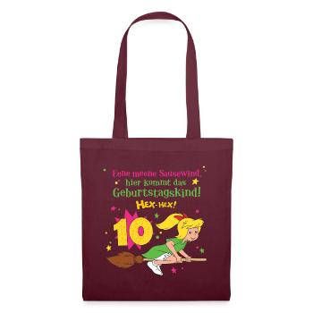 Bibi Blocksberg Geburtstagsdesign 10 Jahre - Stoffbeutel - Burgunderrot - Vorne