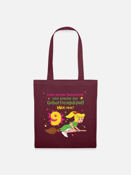 Bibi Blocksberg Geburtstagsdesign 9 Jahre - Stoffbeutel - Burgunderrot