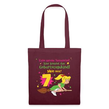 Bibi Blocksberg Geburtstagsdesign 7 Jahre - Stoffbeutel - Burgunderrot - Vorne