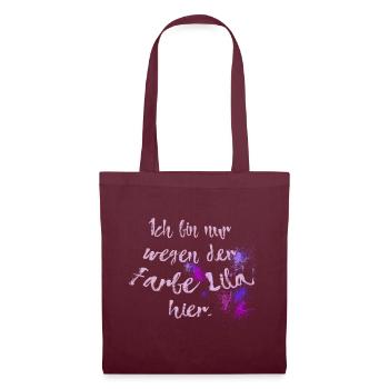 Farbe Lila – Spruch lustig Humor Art Geburtstag - Stoffbeutel - Burgunderrot - Vorne
