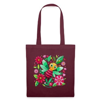 Cute bee among the flowers - Tote Bag - burgundy - Front