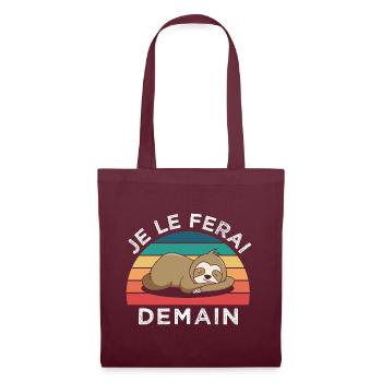 Je le ferai demain humour paresseux cadeau vintage - Sac en tissu - bordeaux - Devant