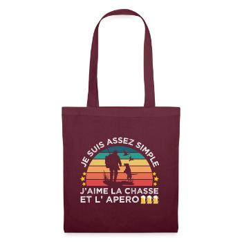 Chasse et apéro humour chasseur cadeau chasse cool - Sac en tissu - bordeaux - Devant