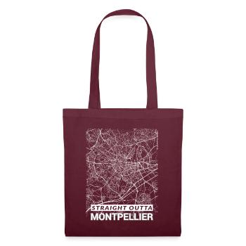 Straight Outta Montpellier Stadtplan und Straßen - Stoffbeutel - Burgunderrot - Vorne