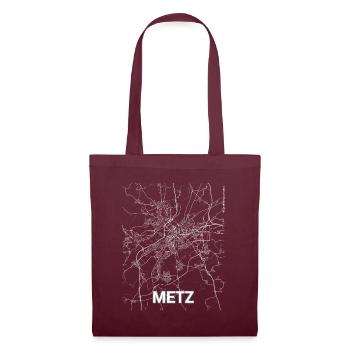 Carte de la ville et rues de Metz - Sac en tissu - bordeaux - Devant
