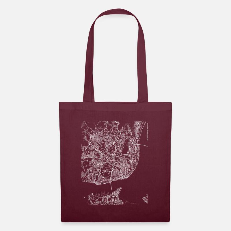Plan et rues de la ville de Lisboa - Sac en tissu - bordeaux