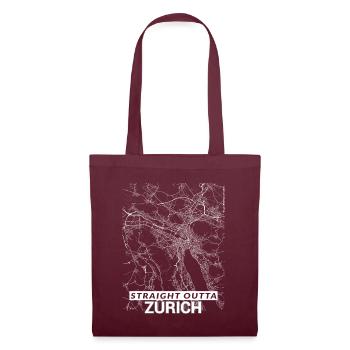 Straight Outta Zürich Stadtplan und Straßen - Stoffbeutel - Burgunderrot - Vorne