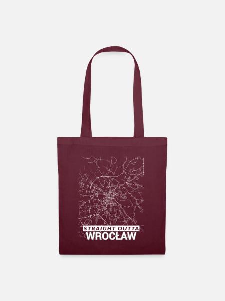 Straight Outta Wroclaw city map and streets - Tote Bag - burgundy