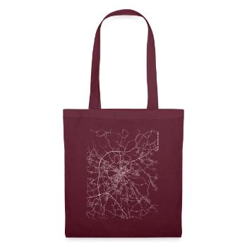 Minimal Wroclaw city map and streets - Tote Bag - burgundy - Front