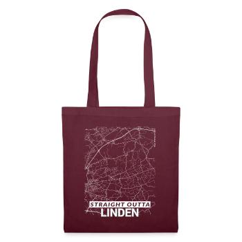 Straight Outta Linden Stadtplan und Straßen - Stoffbeutel - Burgunderrot - Vorne
