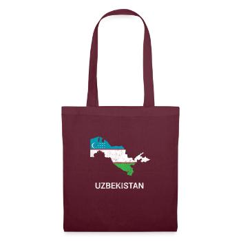 Carte et drapeau du pays Ouzbékistan - Sac en tissu - bordeaux - Devant