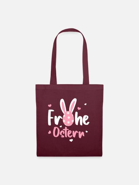 Frohe Ostern - Stoffbeutel - Burgunderrot