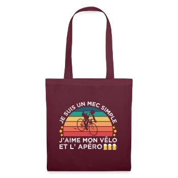 Vélo et apéro humour cycliste cadeau cyclisme - Sac en tissu - bordeaux - Devant