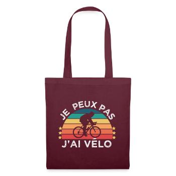Vélo humour je peux pas j' ai vélo cadeau cycliste - Sac en tissu - bordeaux - Devant