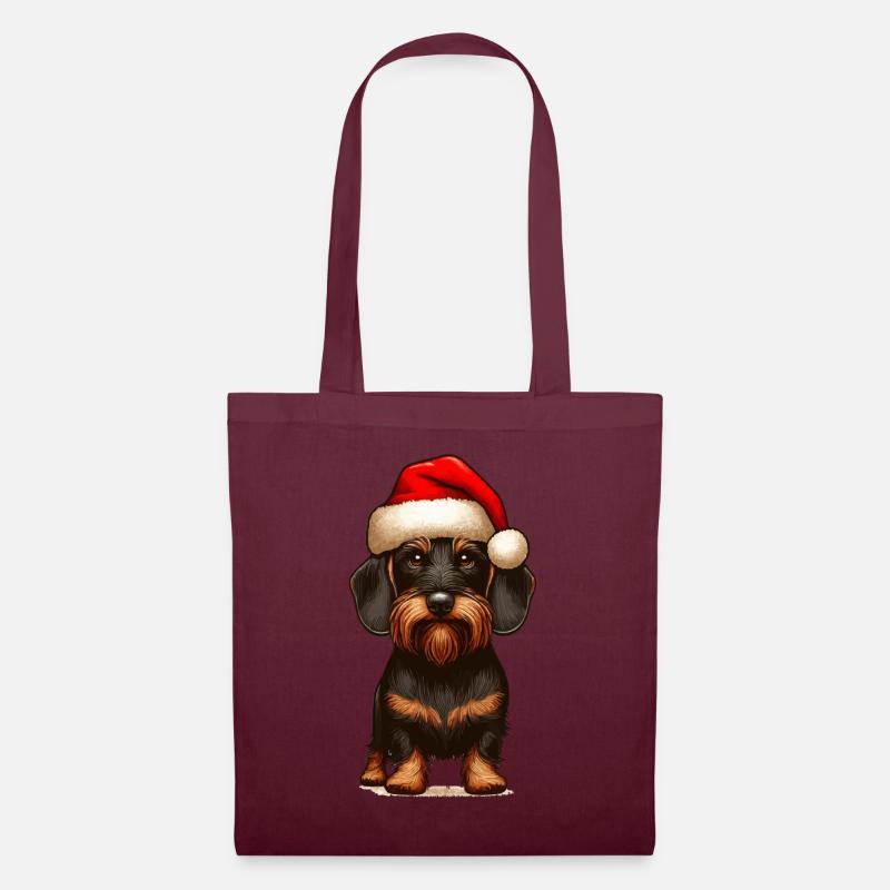 Weihnachtsdackel - Stoffbeutel - Burgunderrot