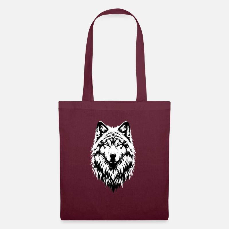 Wolf - Stoffbeutel - Burgunderrot