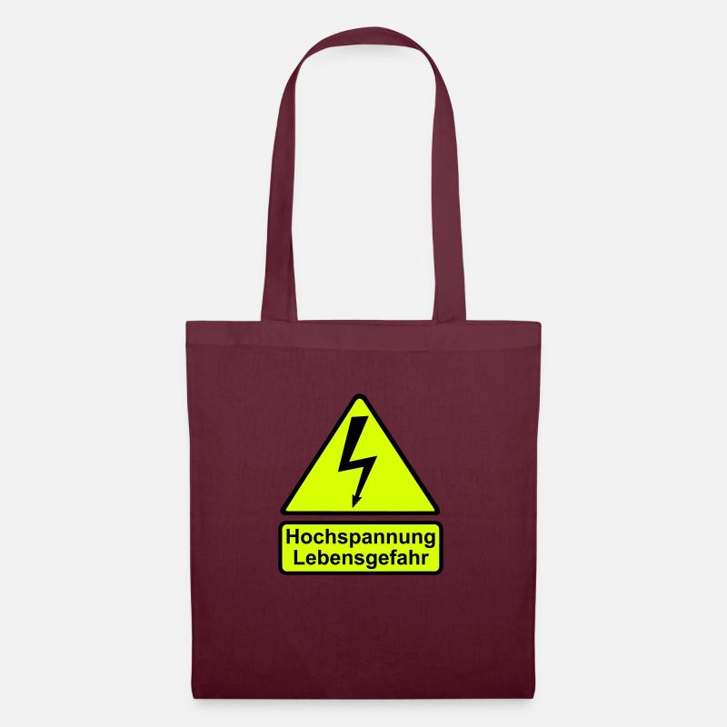 Schild Hochspannung Lebensgefahr - Stoffbeutel - Burgunderrot