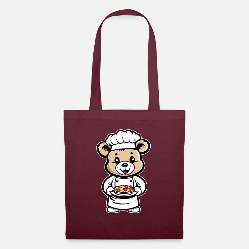 Cute chef chef teddy bear in the kitchen - Tote Bag - burgundy