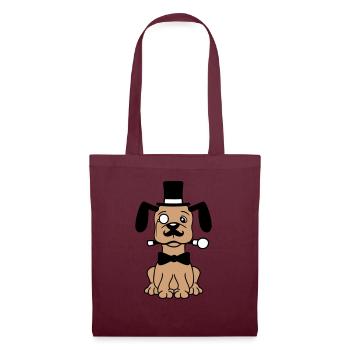 Chien M. Sir Cylindre Chapeau Monocle Lunettes Empire - Sac en tissu - bordeaux - Devant