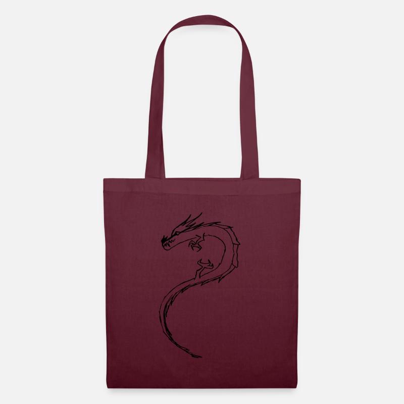 Drache, Kinder, Herren, Comic, Cartoon, Zeichnung - Stoffbeutel - Burgunderrot