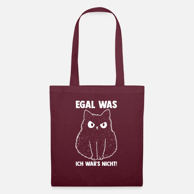 Egal was ich wars nicht Katze - Stoffbeutel - Burgunderrot