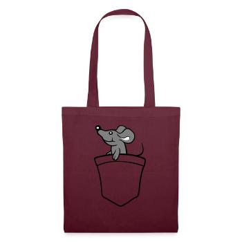 Maus Hemdtasche Tasche unterwegs auf Reisen Süß - Stoffbeutel - Burgunderrot - Vorne